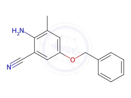Chemical structure of Benzonitrile, 2-amino-3-methyl-5-(phenylmethoxy)-
