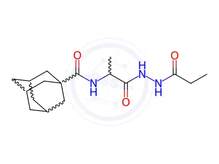 Chemical structure of N-(1-Oxo-1-(2-propionylhydrazinyl)propan-2-yl)adamantane-1-carboxamide