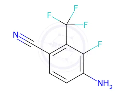 Chemical structure of Benzonitrile, 4-amino-3-fluoro-2-(trifluoromethyl)-