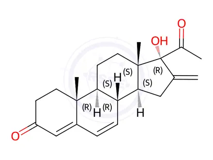 Chemical structure of 17-Hydroxy-16-Methylene-Delta6-Progesterone