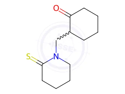 Chemical structure of Cyclohexanone, 2-[(2-thioxo-1-piperidinyl)methyl]-