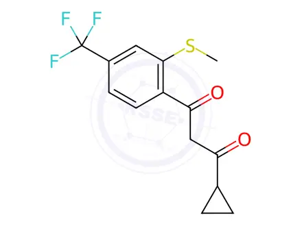 Chemical structure of 1-Cyclopropyl-3-[2-(methylthio)-4-(trifluoromethyl)phenyl]-1,3-propanedione