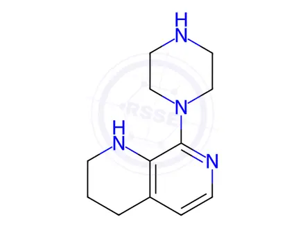 Chemical structure of 8-(Piperazin-1-yl)-1,2,3,4-tetrahydro-1,7-naphthyridine dihydrochloride