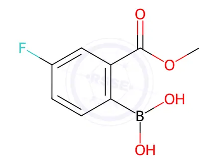 Chemical structure of (4-fluoro-2-(methoxycarbonyl)phenyl)boronic acid