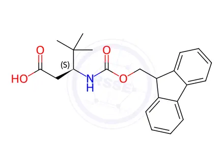 Chemical structure of Pentanoic acid, 3-[[(9H-fluoren-9-ylmethoxy)carbonyl]amino]-4,4-dimethyl-, (3S)-
