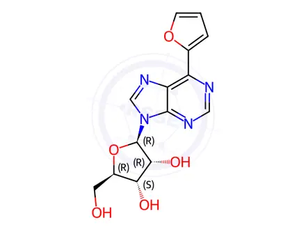 Chemical structure of 9-(beta-D-ribofuranosyl)-6-(furan-2-yl)purine