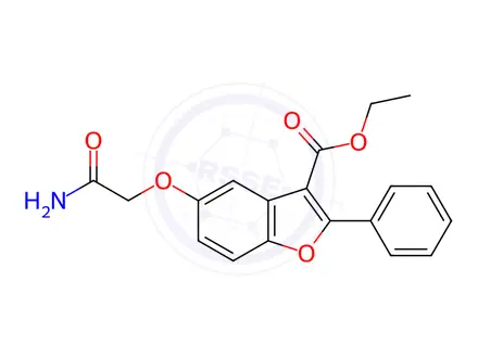 Chemical structure of ethyl 5-(2-amino-2-oxoethoxy)-2-phenylbenzofuran-3-carboxylate