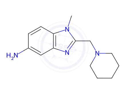 Chemical structure of 1-Methyl-2-piperidin-1-ylmethyl-1H-benzoimidazol-5-ylamine trihydrochloride