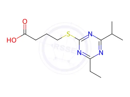 Chemical structure of Butanoic acid, 4-[[4-ethyl-6-(1-methylethyl)-1,3,5-triazin-2-yl]thio]-