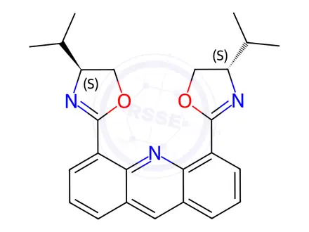 Chemical structure of Acridine, 4,5-bis[(4S)-4,5-dihydro-4-(1-methylethyl)-2-oxazolyl]-