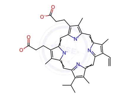 Chemical structure of 2-vinyl-4-isopropyldeuteroheme
