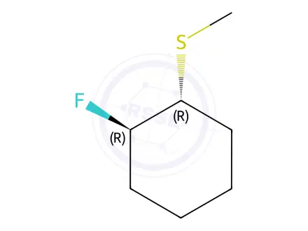 Chemical structure of Cyclohexane, 1-fluoro-2-(methylthio)-, trans-(9CI)