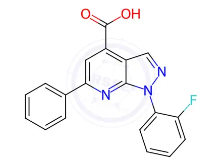 Chemical structure of 1-(2-Fluorophenyl)-6-phenyl-1H-pyrazolo[3,4-b]pyridine-4-carboxylic acid