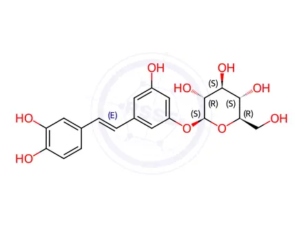 Chemical structure of Resveratrol Impurity 43 (Astringin)