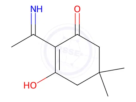 Chemical structure of 2-(1-Aminoethylidene)-5,5-dimethylcyclohexane-1,3-dione