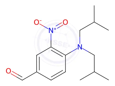 Chemical structure of Benzaldehyde, 4-[bis(2-methylpropyl)amino]-3-nitro-