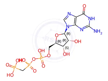 Chemical structure of Guanosine-5'-[(b,gamma)-methyleno]triphosphate sodium salt