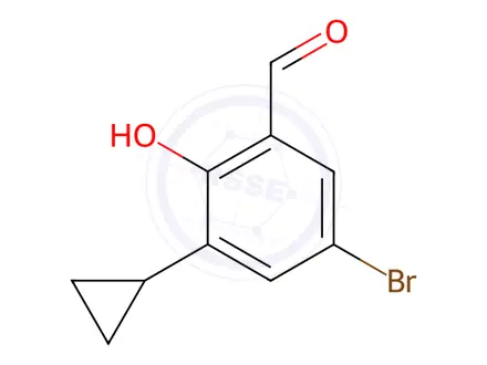 Chemical structure of Benzaldehyde, 5-bromo-3-cyclopropyl-2-hydroxy-