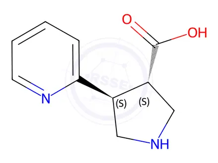 Chemical structure of (+/-)-trans-4-(2-Pyriidinyl)pyrollidine-3-carboxylic acid dihydrochloride