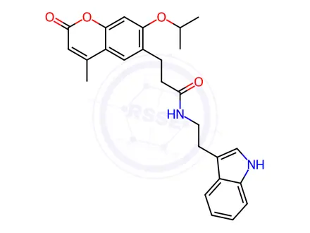 Chemical structure of N-(2-(1H-Indol-3-yl)ethyl)-3-(7-isopropoxy-4-methyl-2-oxo-2H-chromen-6-yl)propanamide