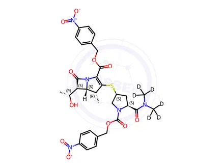 Chemical structure of N-4-Nitrobenzyloxycarbonyl Meropenem-d6 4-Nitrobenzyl Ester