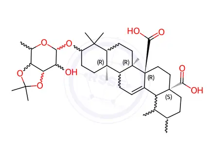 Chemical structure of Quinovic Acid 3-O-(3',4'-O-isopropylidene)-beta-D-fucopyranoside