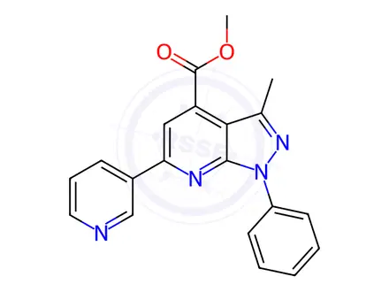 Chemical structure of Methyl 3-methyl-1-phenyl-6-(pyridin-3-yl)-1H-pyrazolo[3,4-b]pyridine-4-carboxylate