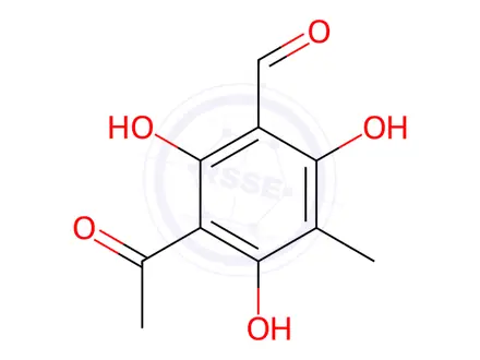 Chemical structure of BENZALDEHYDE, 3-ACETYL-2,4,6-TRIHYDROXY-5-METHYL-