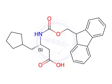 Chemical structure of (S)-3-(Fmoc-amino)-4-cyclopentylbutanoic acid