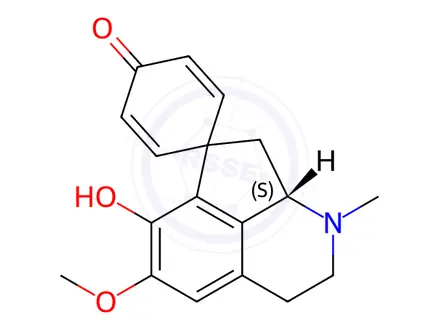 Chemical structure of (S)-2,3',8',8'a-tetrahydro-6'-hydroxy-5'-methoxy-1'-methylspiro[cyclohexa-2,5-diene-1,7'(1'H)-cyclopent[ij]isoquinolin]-4-one