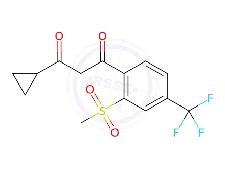 Chemical structure of 1-Cyclopropyl-3-[2-(methylsulfonyl)-4-(trifluoromethyl)phenyl]-1,3-propanedione