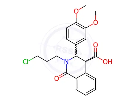 Chemical structure of 2-(3-chloropropyl)-3-(3,4-dimethoxyphenyl)-1-oxo-1,2,3,4-tetrahydroisoquinoline-4-carboxylic acid