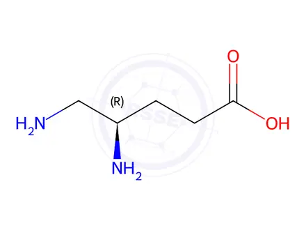 Chemical structure of Pentanoic acid, 4,5-diamino-, dihydrochloride
