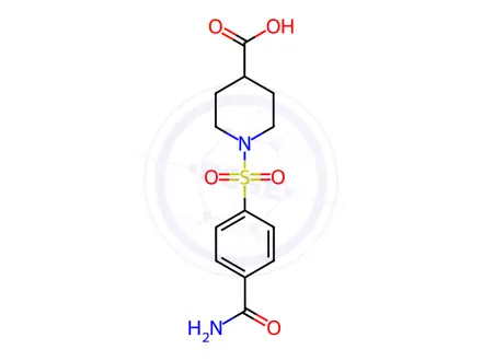 Chemical structure of 1-(4-Carbamoylbenzenesulfonyl)piperidine-4-carboxylic acid