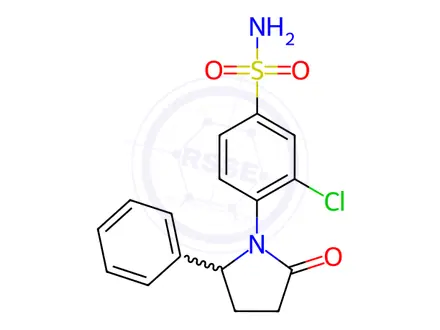 Chemical structure of 3-Chloro-4-(2-oxo-5-phenyl-1-pyrrolidinyl)benzenesulfonamide