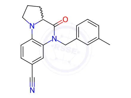 Chemical structure of 5-[(3-Methylphenyl)methyl]-4-oxo-1H,2H,3H,3aH,4H,5H-pyrrolo[1,2-a]quinoxaline-7-carbonitrile