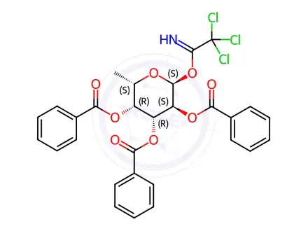 Chemical structure of 1,2,3-Tri-O-benzoyl-α-L-fucopyranose, Trichloroacetimidate