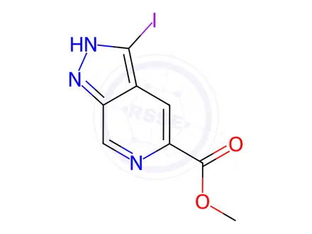 Chemical structure of 3-Iodo-1H-pyrazolo[3,4-c]pyridine-5-carboxylic acid methyl ester