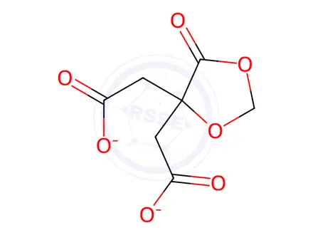 Chemical structure of disodium 5-oxo-1,3-dioxolan-4-ylidenedi(acetate)