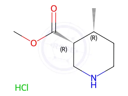 Chemical structure of Methyl (3R,4R)-rel-4-methylpiperidine-3-carboxylate hydrochloride