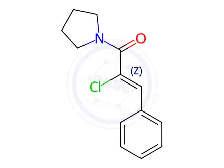 Chemical structure of Pyrrolidine, 1-(2-chloro-1-oxo-3-phenyl-2-propenyl)-(9CI)