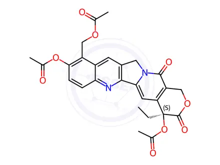 Chemical structure of (4S)-4,9-Bis(acetyloxy)-10-[(acetyloxy)methyl]-4-ethyl-1H-pyrano[3',4':6,7]indolizino[1,2-b]quinoline-3,14(4H,12H)-dione