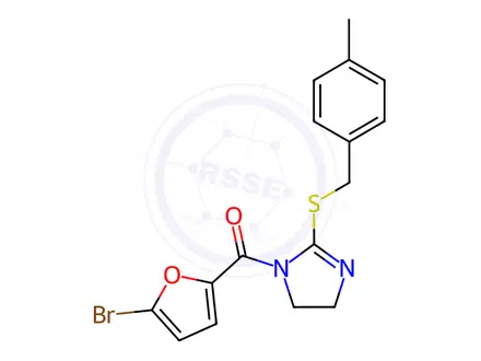 Chemical structure of (5-Bromofuran-2-yl)(2-((4-methylbenzyl)thio)-4,5-dihydro-1H-imidazol-1-yl)methanone