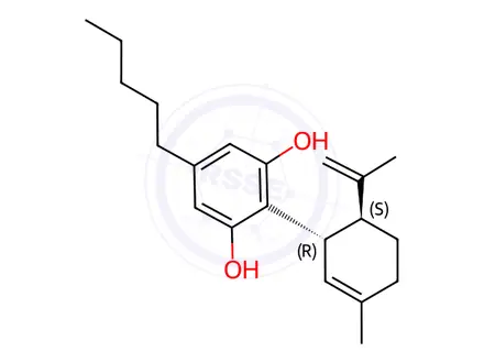 Chemical structure of (+)-Cannabidiol