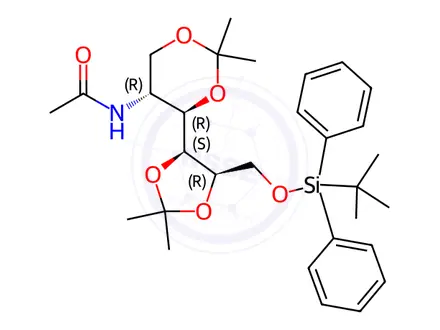 Chemical structure of D-Mannitol, 2-(acetylamino)-2-deoxy-6-O-[(1,1-dimethylethyl)diphenylsilyl]-1,3:4,5-bis-O-(1-methylethylidene)-