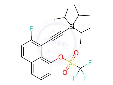 Chemical structure of METHANESULFONIC ACID, 1,1,1-TRIFLUORO-, 7-FLUORO-8-[2-[TRIS(1-METHYLETHYL)SILYL]ETHYNYL]-1-NAPHTHALE