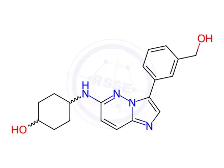 Chemical structure of 4-({3-[3-(hydroxymethyl)phenyl]imidazo[1,2-b]pyridazin-6-yl}amino)cyclohexan-1-ol