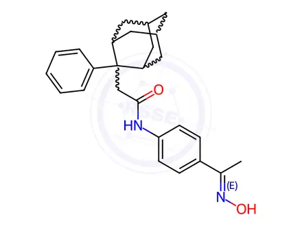 Chemical structure of N-[4-(hydroxyethanimidoyl)phenyl]-2-(2-phenyl-2-adamantyl)acetamide