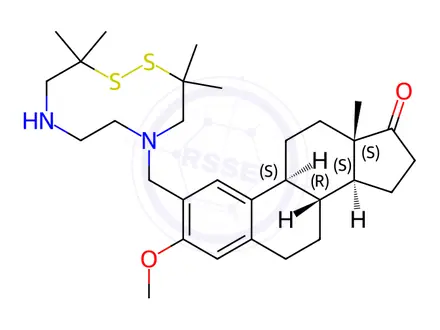 Chemical structure of 5-(2-methylene estrone 3-methyl ether)-3,3,10,10-tetramethyl-1,2-dithia-5,8-diazabicyclodecane