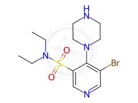 Chemical structure of 5-Bromo-N,N-diethyl-4-(piperazin-1-yl)pyridine-3-sulfonamide
